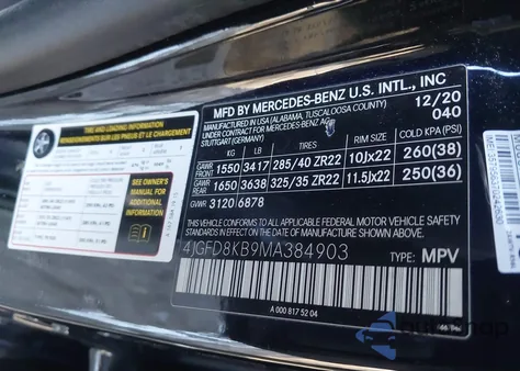 2021 Mercedes-Benz Amg Gle 63 Coupe S 4Matic z USA, uszkodzony, nr VIN 4JGFD8KB9MA384903